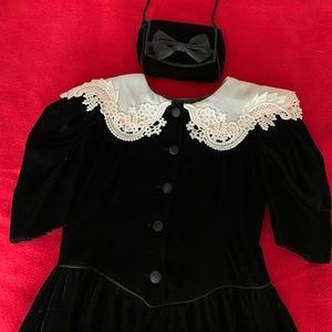 Vintage Jinelle Girls velvet and lace dress